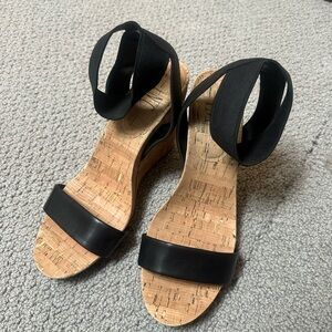 Black Wedge Sandals